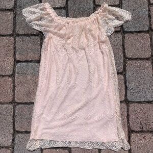 Peach Blush Lace Dress Boho Glam Soft Girl Mini Dress